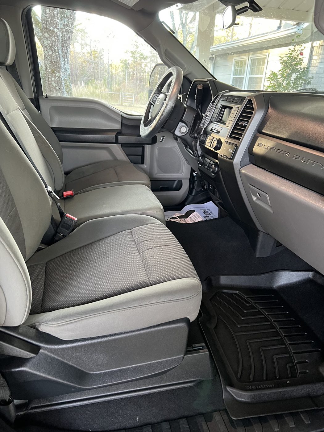 Truck interior, front seats